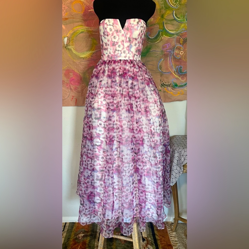 Aidan Mattox size 4 Floral Strapless Maxi Dress